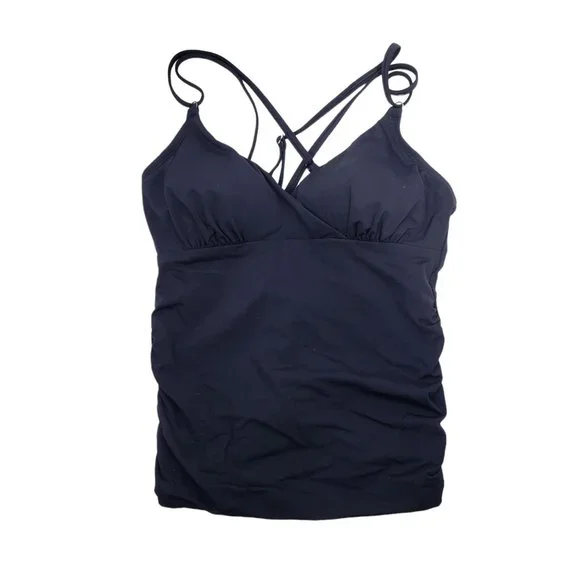 New CALIA Women's Strappy Ruched Tankini Top Size S Black - Picture 3 of 11